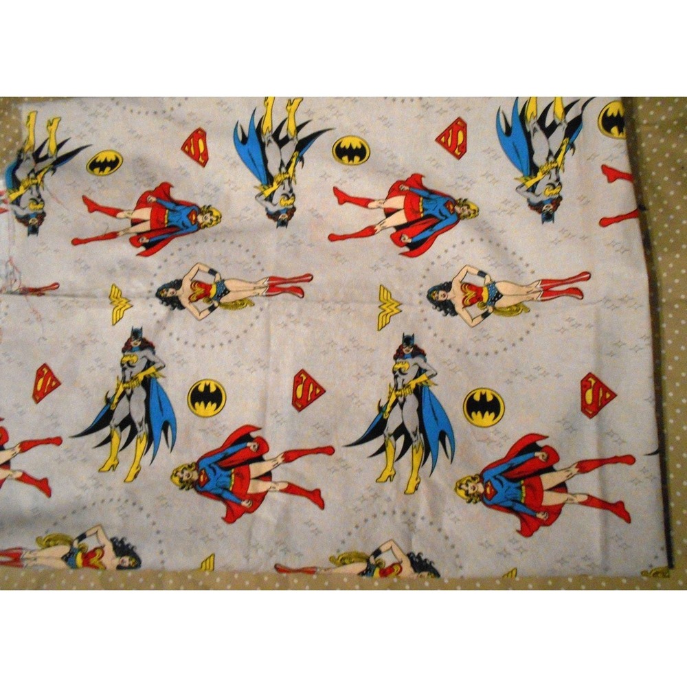 DC Comics Batgirl Wonder Woman Super Girl Gray Flannel  Cotton Fabric 36 X 43" Y